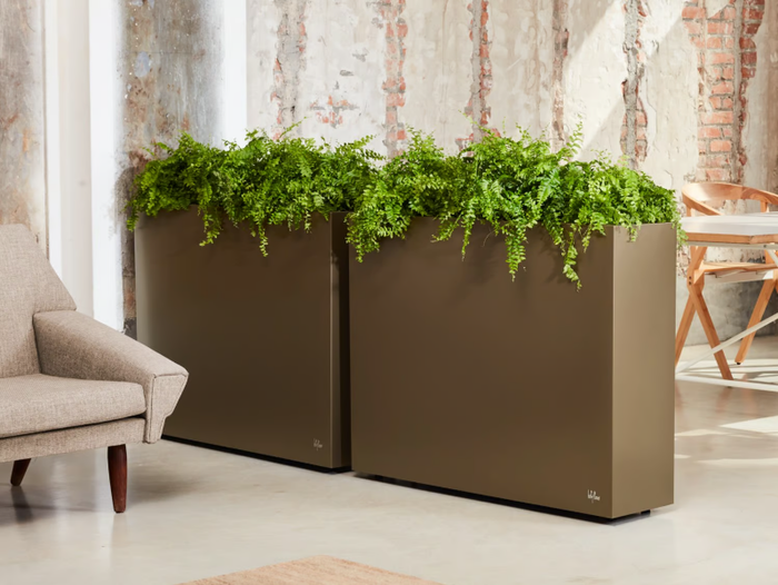 KAVA - High rectangular stainless steel planter _ Hobby Flower